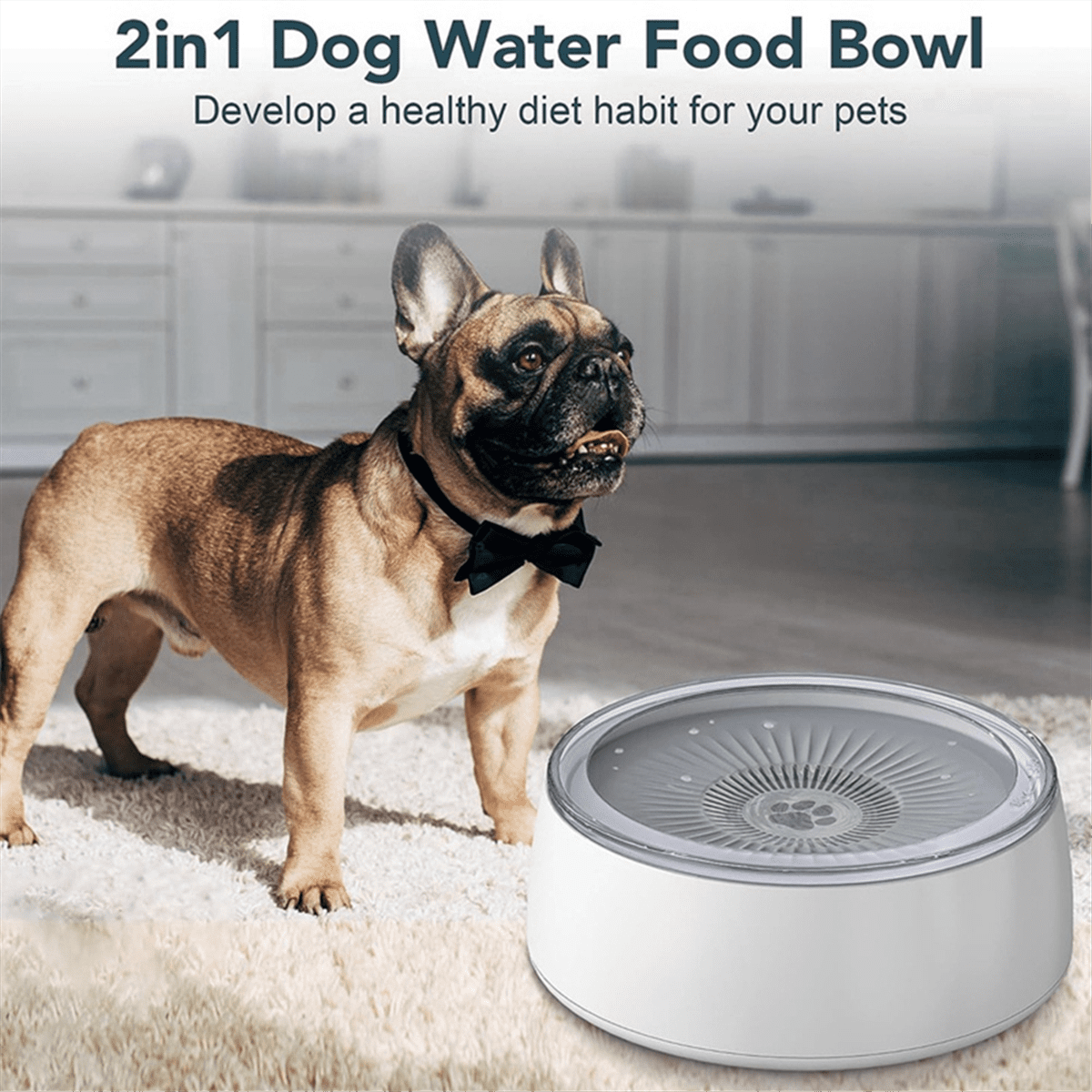 3L Pet Water Bowl Dog Water Bowl No Spill Dog Bowl with Slow Feeder Mat, 101 Oz Splash Proof Pet Water Dispenser Green