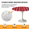 thumbnail image 2 of Elastic Fitted Round Tablecloth, Red Plaid Waterproof Stretch Table Cover for 36"-44" Tables, Modern Art Checkered Farmhouse Washable Outdoor Tablecloths for Patio, Picnic, Camping, 2 of 9
