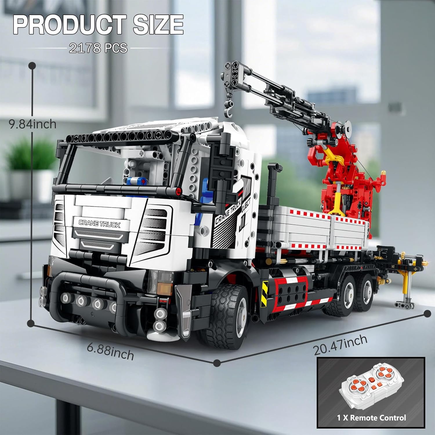 Multi Functional Crane Truck Building Blocks 22011，Control Crane Toy with Remote Control Switch，Robotic Arm That Can Be Rotated and Lifted Crane Truck Model  2178 Pieces