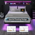 thumbnail image 3 of Virans Twin Size Floating Bed Frame with RGB LED Lights and Charging Station, Heavy Duty Metal Platform Beds, No Box Spring Needed, Black, 3 of 9