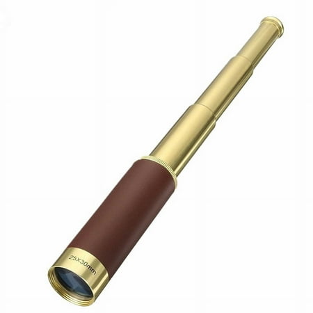 Professional 25X30 Pirate Monocular High Power Telescope Mini Portable Spotting Scope 5000m Long Range Spyglass Family Gifts (Gold)