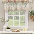thumbnail image 2 of 2 Pack Valances for Window, Watercolor Floral Short Curtains for Kitchen Bedroom Living Room, Spring Roses Eucalyptus Leaf Plants Beige Rod Pocket Small Window Treatment Valance Drapes 42 x 18 Inch, 2 of 8