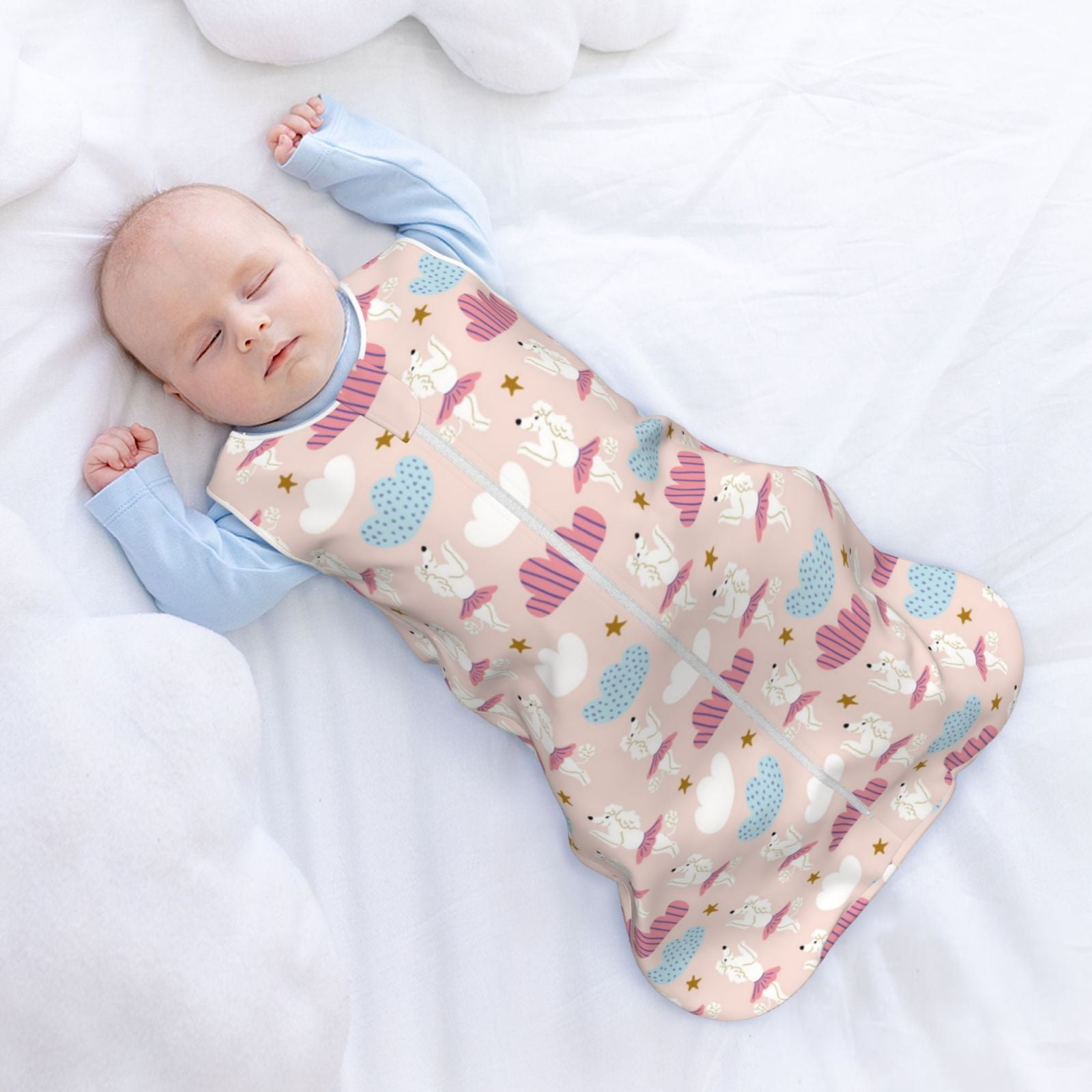 Rateoe Poodle In Ballet Skirts Dancing Print Cotton Baby Sleep Sack, Baby Sleeping Bag with Two-Way Zipper,Wearable Blanket for Newborn Baby Boys and Girls-X-Large