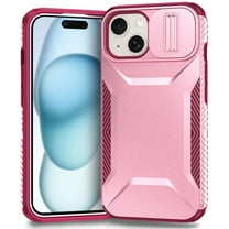 Dteck Case for iPhone 14,Shockproof TPU PC Armor Case Slide Lens Protection Cover for iPhone 14,Pink