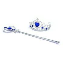 Dreamtale Princess Crown Tiara and Wand Set-Silver Heart Jewel(Navy)