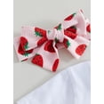 thumbnail image 5 of Suealasg Toddler Kids Baby Girl Summer Outfit Strawberry Print Short Sleeve T-Shirt Tops Flare Pants Headband 3pcs Clothes, 5 of 8
