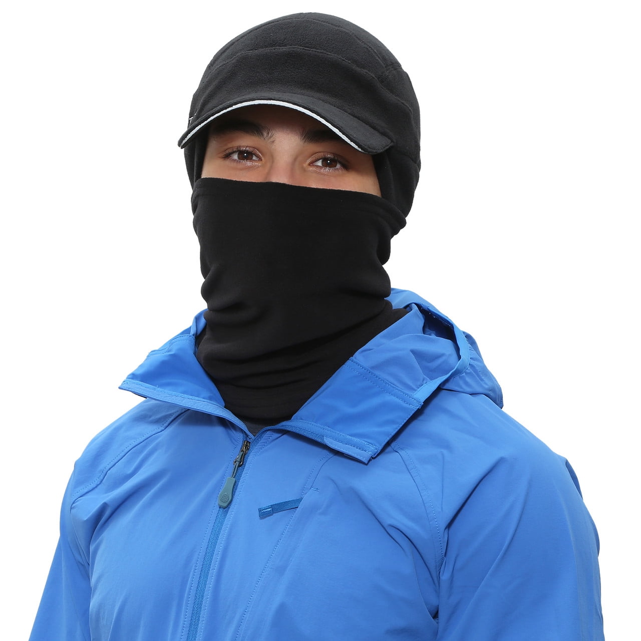 TrailHeads Men's Gift Set - Fleece Ball Cap with Drop Down Ear Warmer and Microfleece Neck Warmer/Gaiter - black