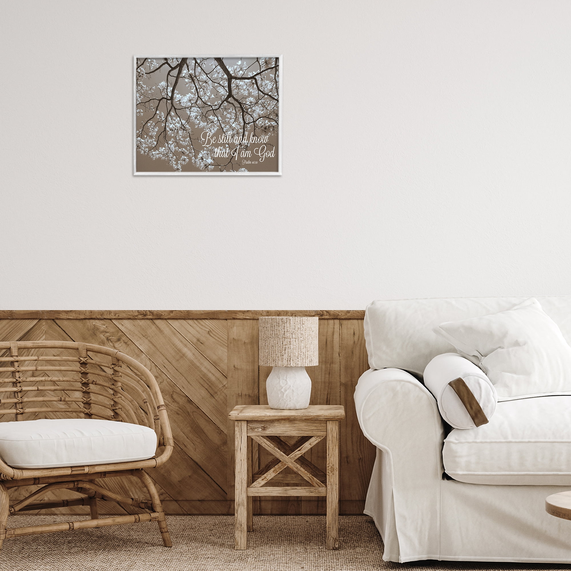 Stupell Industries Be Still Apple Blossoms White Framed Giclee Art, design by Gail Peck