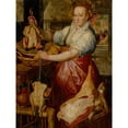 thumbnail image 3 of Workshop of Joachim Beuckelaer 19x24 Black Modern Framed Museum Art Print Titled - Kitchen Maid Preparing Meat with Christ in the House of Mary and Martha Beyond, 3 of 5