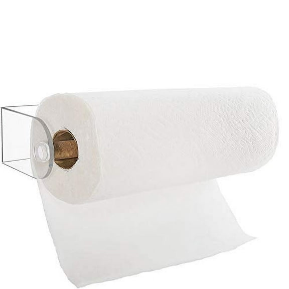 Srenta Clear Acrylic Wall Mount Paper Towel Holder & Dispenser | Mounts to Walls or Under Cabinets | For Kitchen, Pantry, Utility Room, Laundry and Garage Storage - Holds Jumbo Rolls