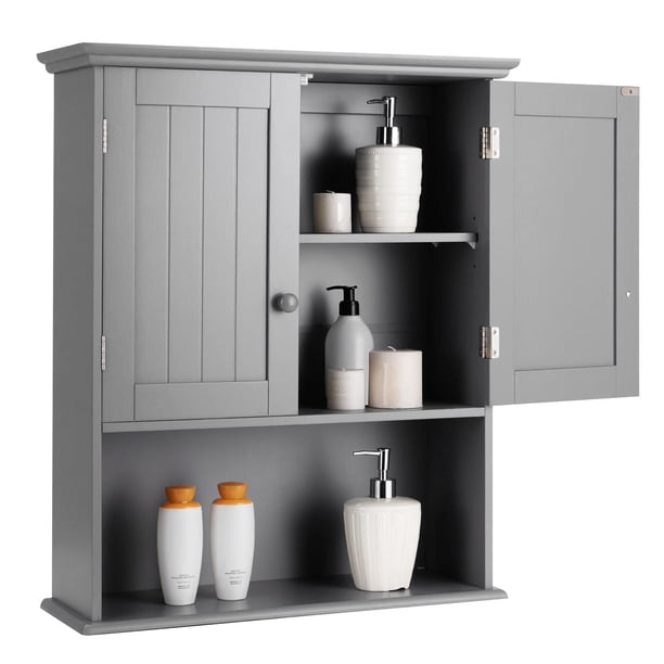 Mueble de baño montado en la pared COSTWAY con puertas dobles (gris)