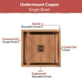 thumbnail image 4 of Strictly Sinks Undermount Copper Kitchen Sink – 18 Inch Single Bowl Bar Prep Sink 16 Gauge Stainless Steel, 4 of 9