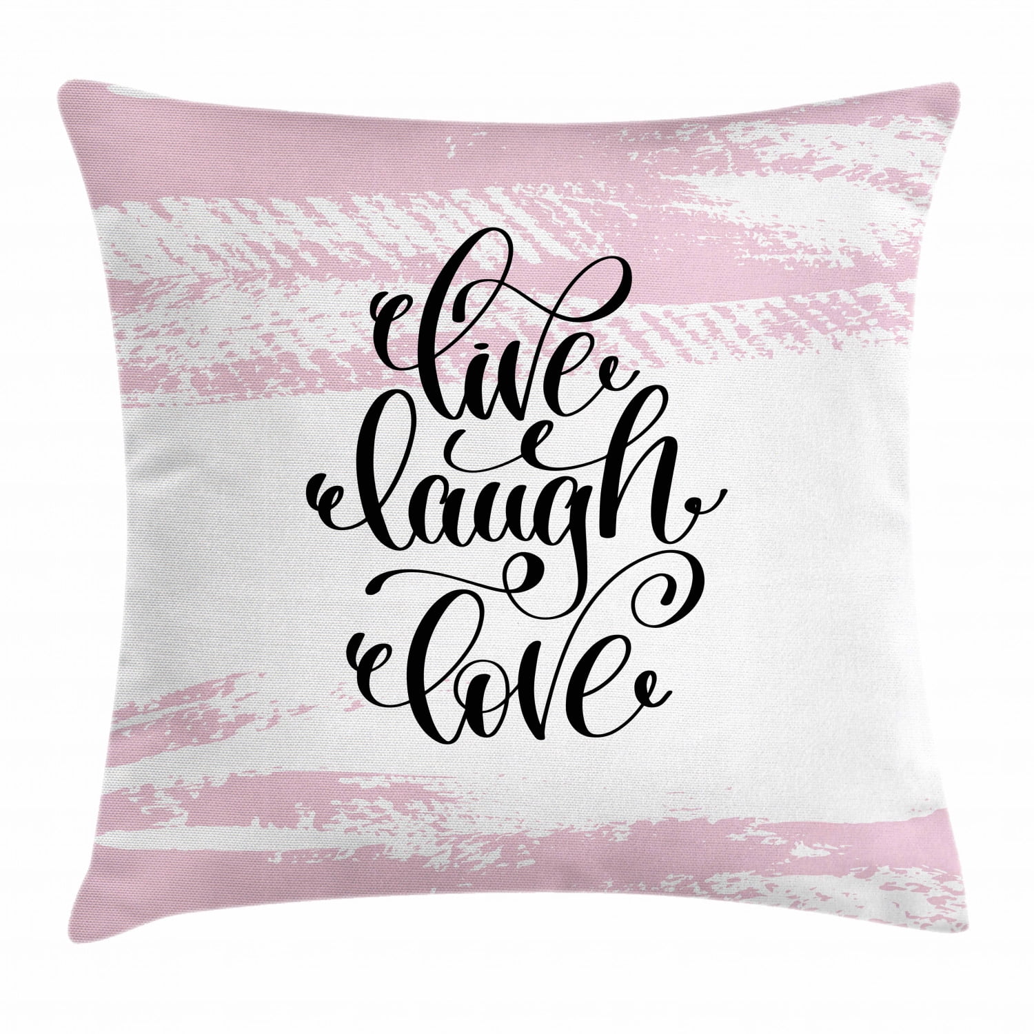 Live Laugh Love Throw Pillow Cushion Cover, Abstract Pink Toned Brush ...