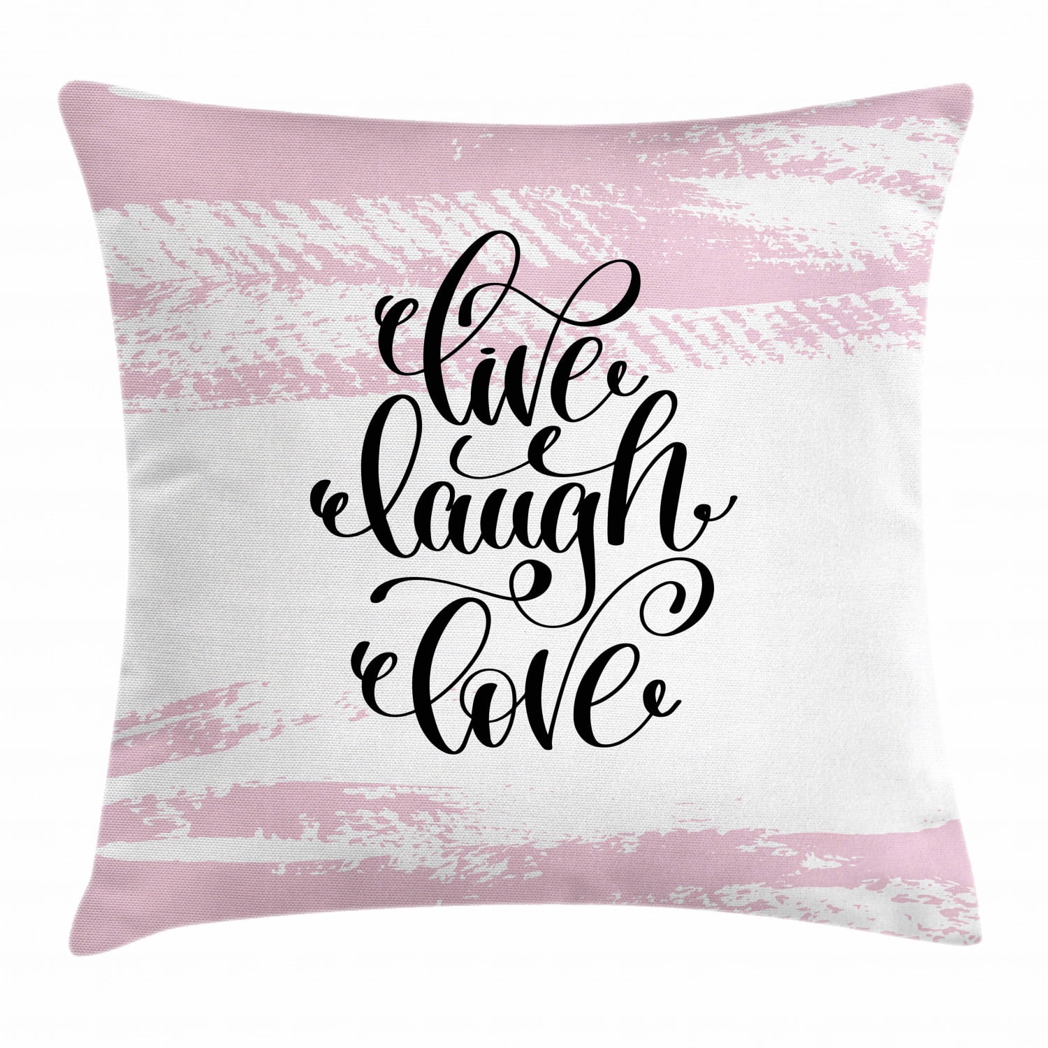 Live Laugh Love Throw Pillow Cushion Cover, Abstract Pink Toned Brush
