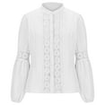 thumbnail image 4 of HaoXianJian Plus Size Women's Shirts Lantern Long Sleeve Top Button Up Lace Eyelet Blouse Top Puff Sleeve Peplum Tunic Shirts Collared Blouses 3X 4X, 4 of 5