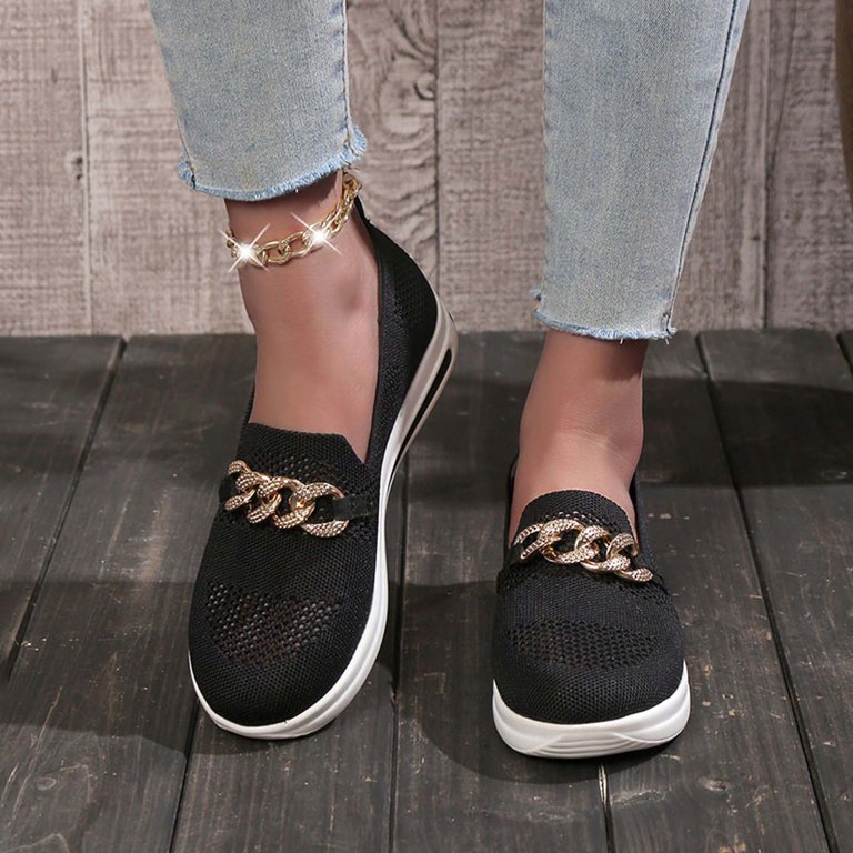 Women's Fashion Platform Sneakers With Chain Decor