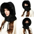 thumbnail image 2 of 3 In 1 Beanie Hat With Scarf And Mask Cozy Womens Scarves Soft Face Masks Scarfs Warm Winter Clothing Beanies Hats Black, 2 of 9