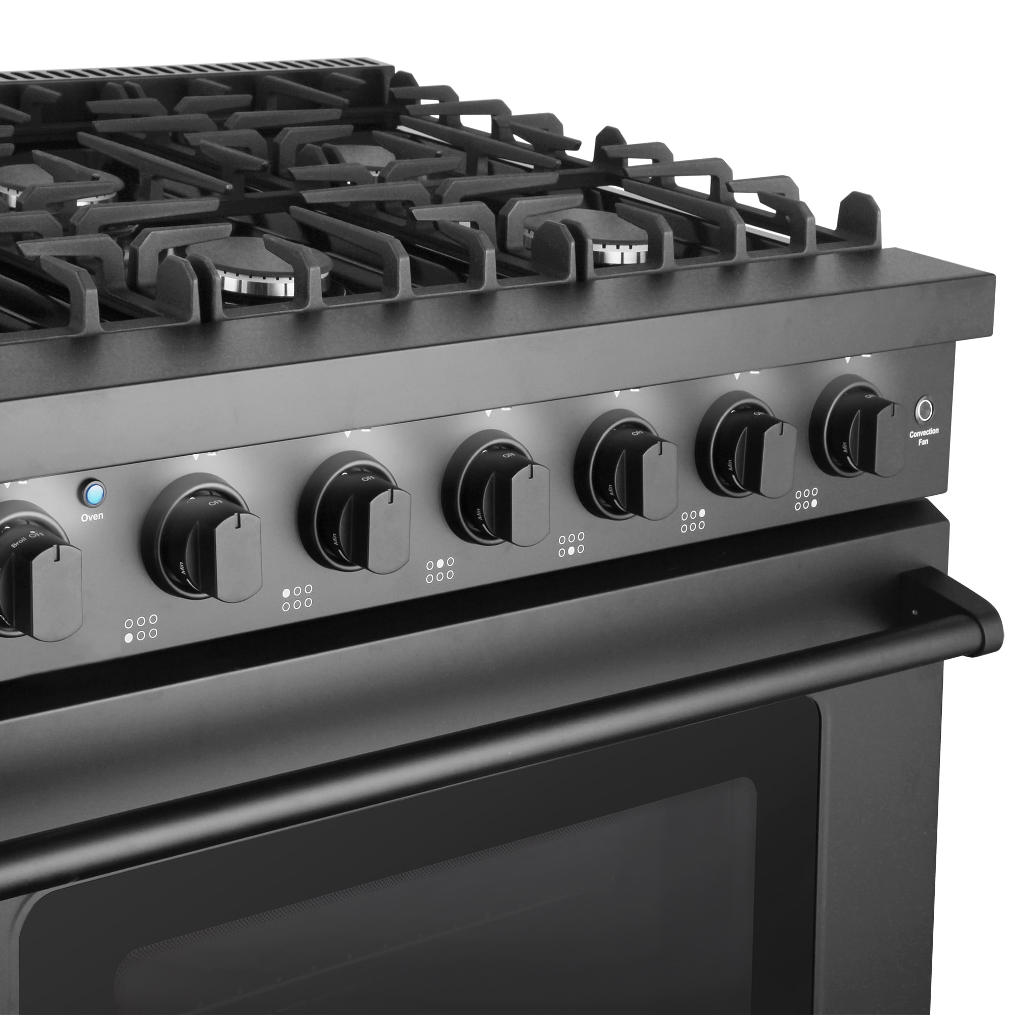 Cosmo 36 in. Haven Collection 6 cu. ft. Gas Range, 6 Burners, Convection Oven, Knob LEDs, Matte Black