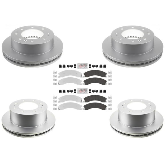 Ultra Fleet Front Rear Galvanized Brake Pads Coated Rotors FOR GMC 15-19 2500HD