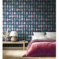 thumbnail image 3 of ohpopsi Leaf Boogie Denim Tropical Mix Unpasted Non Woven Wallpaper, 19.7-in by 33-ft., 54.2 sq. ft., 3 of 5