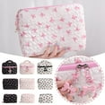 thumbnail image 3 of Small Hand Makeup Bag Pink Black Print Bow Women's Convenient Cosmetic Bag, 3 of 8
