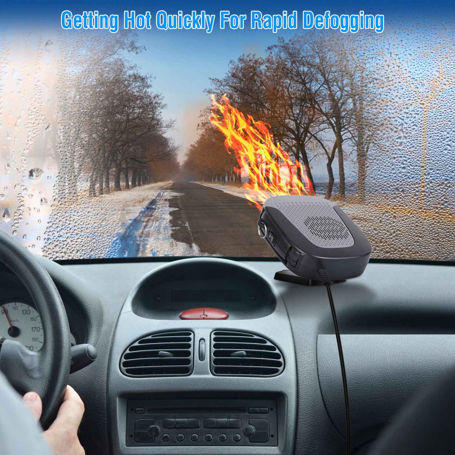 2 in 1 Portable Car Heater, 150W Car Auto Heating Fan Windshield Heater Automotive Cooling Fan, Black