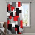 thumbnail image 3 of Red Black Geometric Sheer Curtains 84 Inches Long, Modern Abstract Art Block Light Filering Curtains, Breathable Simi Curtain Privacy Drapes for Living Room Bedroom Lightweight Window Treatment, 3 of 9