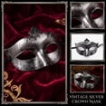 thumbnail image 3 of Masquerade Mask Vintage Silver Black Accent Design Half Face Accessory for Masquerade Party Prom Mardi Gras Halloween and Themed Events, 3 of 3
