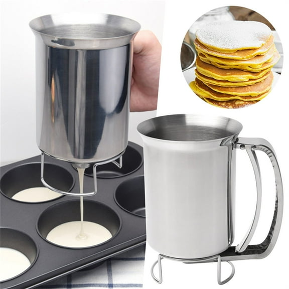Clearance Food Storage under $6 Stainless Pancake Batter Dispenser Great For Baking Cupcakes Cooking Easyflow Spout Measuring Gauge In Mls And Cups