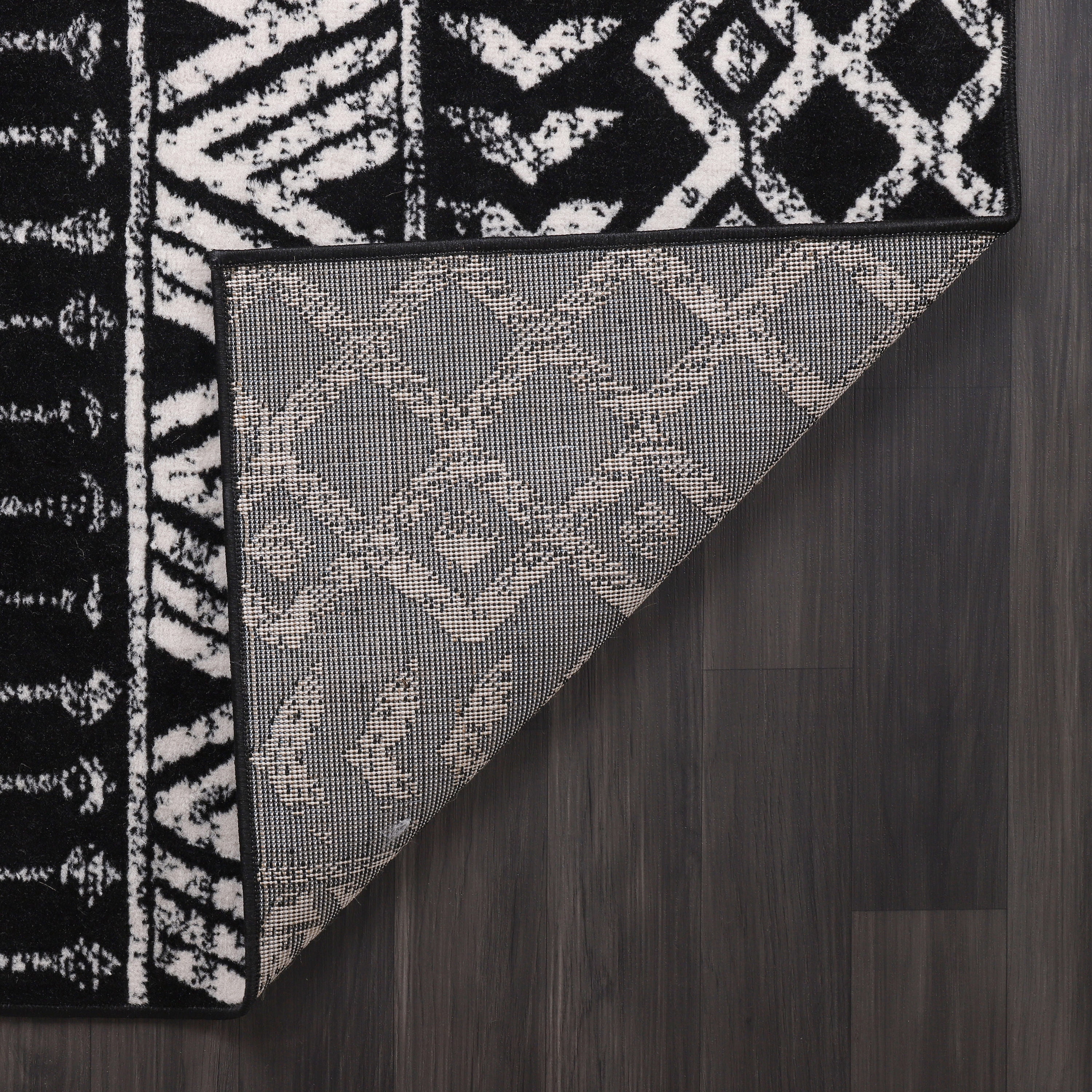 CAMILSON Crystal Black Area Rug 5'x7' Oval Boho for Living Room Bedroom Dining Room Black Indoor Area Rugs