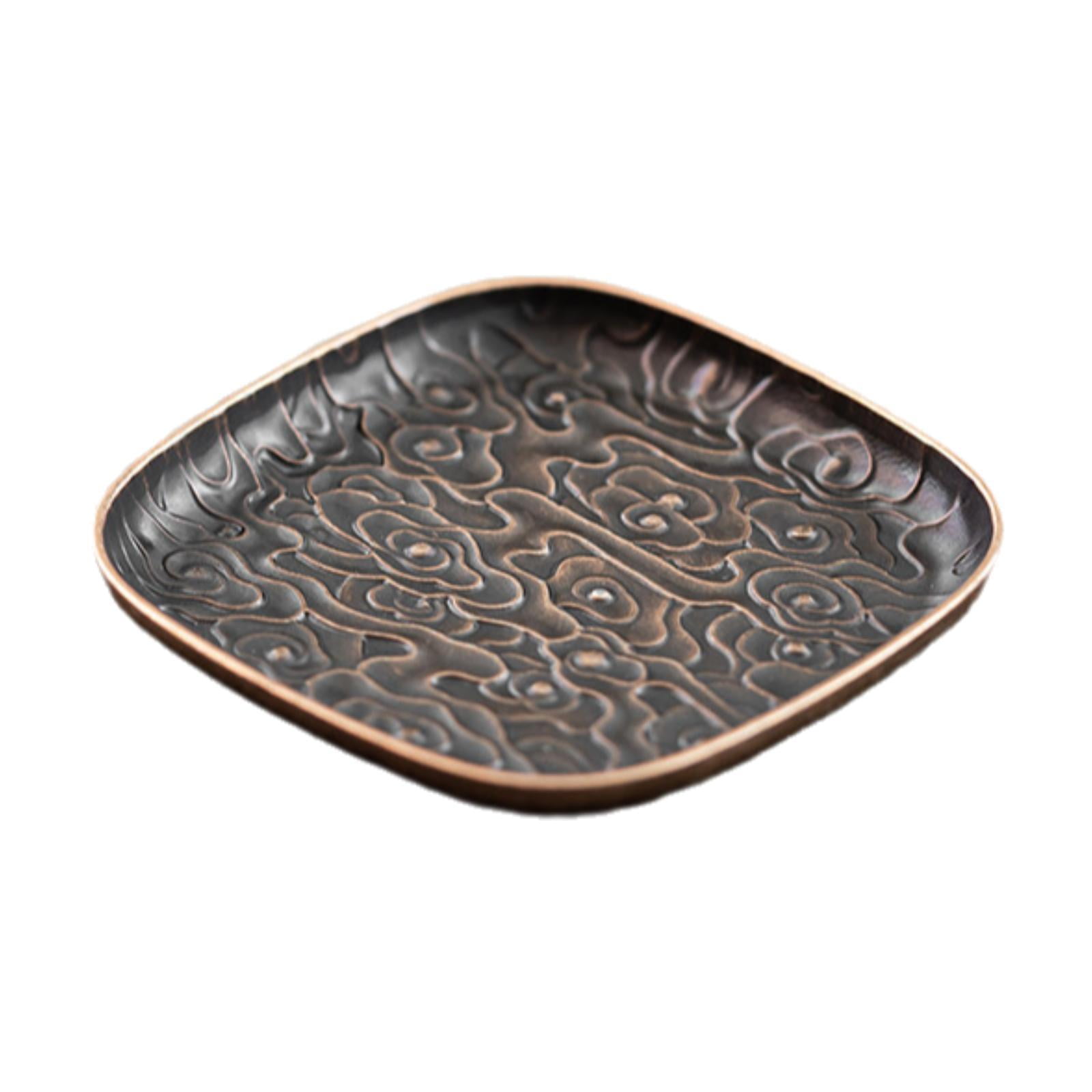 Baoblaze Alloy Coaster Dessert Serving Tray Housewarming Gift Home Decoration Fashion Cup S Square