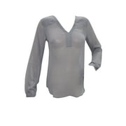 Mogul Women's Grey Shirt Blouse Full Sleeves Sheer Top