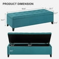 thumbnail image 3 of Ottoman with Storage, 51 Inch End of Bed Storage Ottoman Bench, Linen Fabric Upholstered Ottomans with Hinged Lid, Rectangle Long Foot Rest Bench for Entryway Living Room Bedroom Teal, 3 of 15