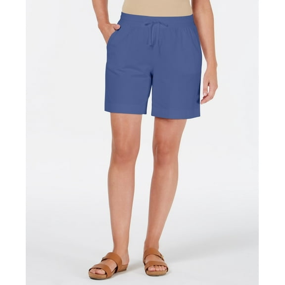 Karen Scott Women's Knit Drawstring Shorts Blue Size Medium