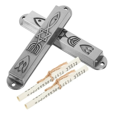 2 Pcs Gift Doorpost Crafts Mezuzah Adorn Decorative Mezuzah Household Decor Rituals Metal Mezuzah Craft