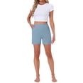 thumbnail image 2 of INSPIRE CHIC Women's Cotton Pajama Shorts Soft Stretch Comfy Boxer Lounge Shorts with Pockets XS Blue, 2 of 6