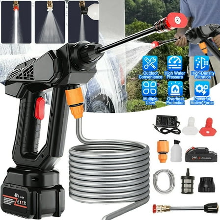 21V Cordless Pressure Washer –DFITO Portable 300W High-Pressure Washer with Rechargeable Batteries, Foam Bottle & Adjustable Nozzle