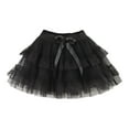 thumbnail image 2 of LYHaoo Girls Tutu Dress Layered Skirt With Satin Waistband For Party，Princess Casual Dresses Sizes 9-10 Years Black, 2 of 7