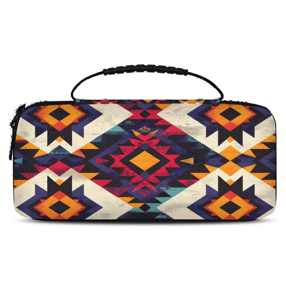 Herdesigns Western Aztec Carrying Case for Nintendo Switch OLED Model 2021 & Switch 2017 with 20 Game Card Slots, Portable Travel Carry Case for Accessories and Console