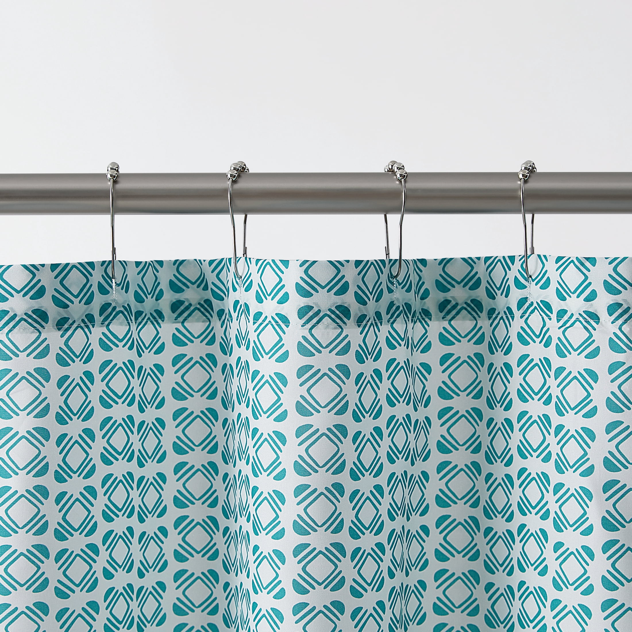 Mainstays Global Cool Water Geometric Polyester Shower Curtain Set, 15-Piece