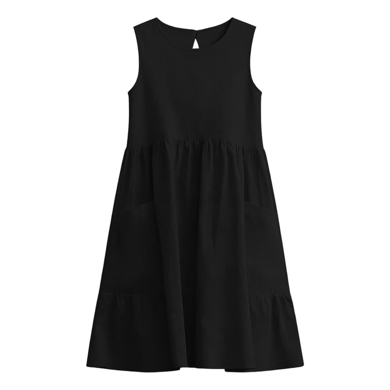 ladies black midi dresses Tisuna Dress For Womens Solid Color Sleeveless Crew Neck Comfort Fit Casual Wear Pocket Dress Size M color: Reds Canvas or Frame Option:Brown Frame Not sure which size Dinah Lace And Satin