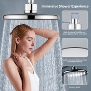 JoyRain High Pressure 8” Overhead Shower & 4.5” 8-Mode Handheld Combo with 90° Extension Arm, Adjustable Height, Chrome