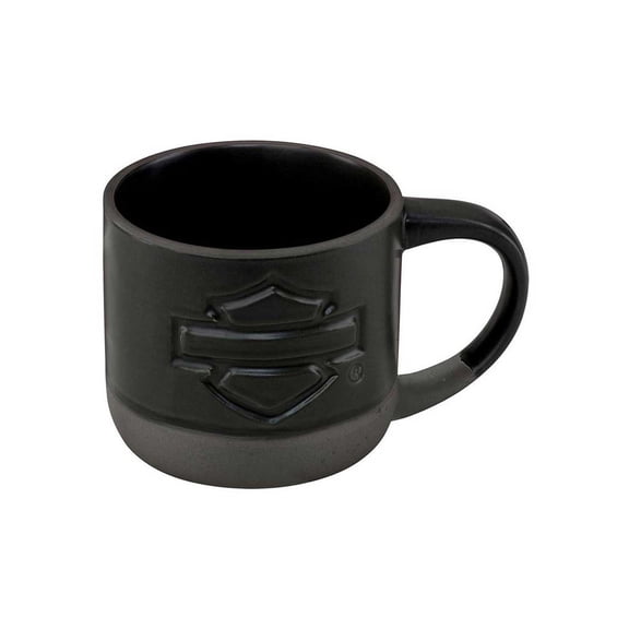 Harley-Davidson Open Bar & Shield Pottery-Style Ceramic Mug, Tonal Gray Base, Harley Davidson