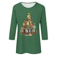 thumbnail image 4 of Meichang T-Shirts de Noël pour Femmes, Col Rond, Manches 3/4, Coupe Ample, Pull de Noël Classique, Joyeux Noël, Graphique, 4 of 4