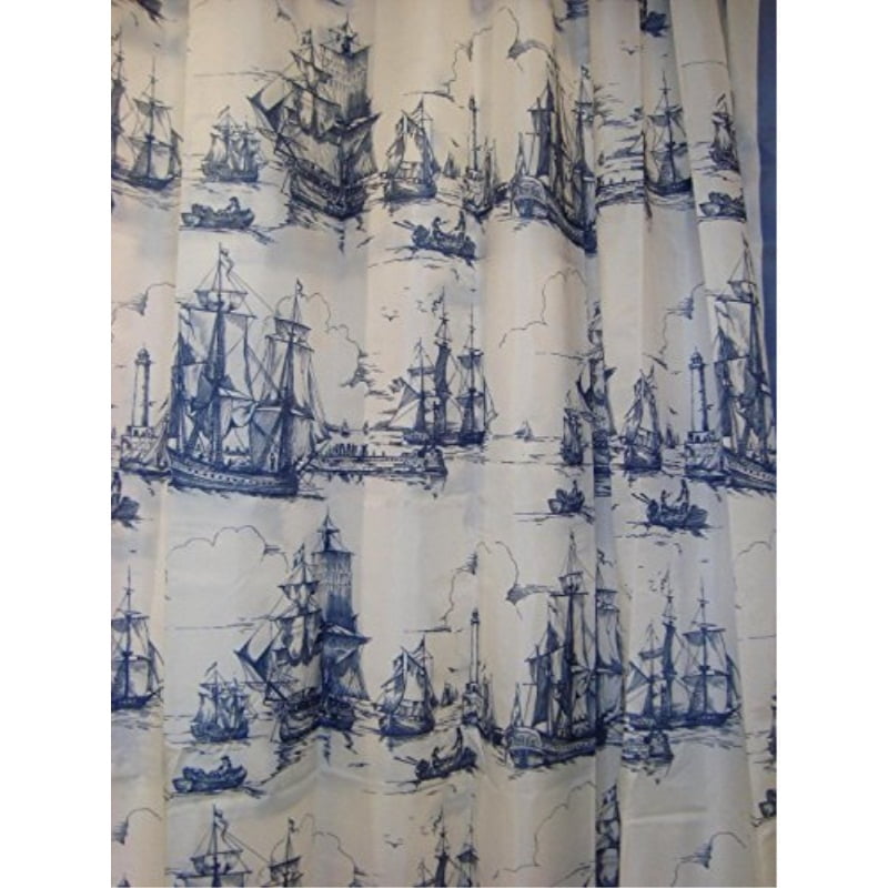 Ikea Nautical Tall Ships Boat Lighthouse Navy White Fabric Shower Curtain 71 X 71 Aggersund Walmart Com Walmart Com