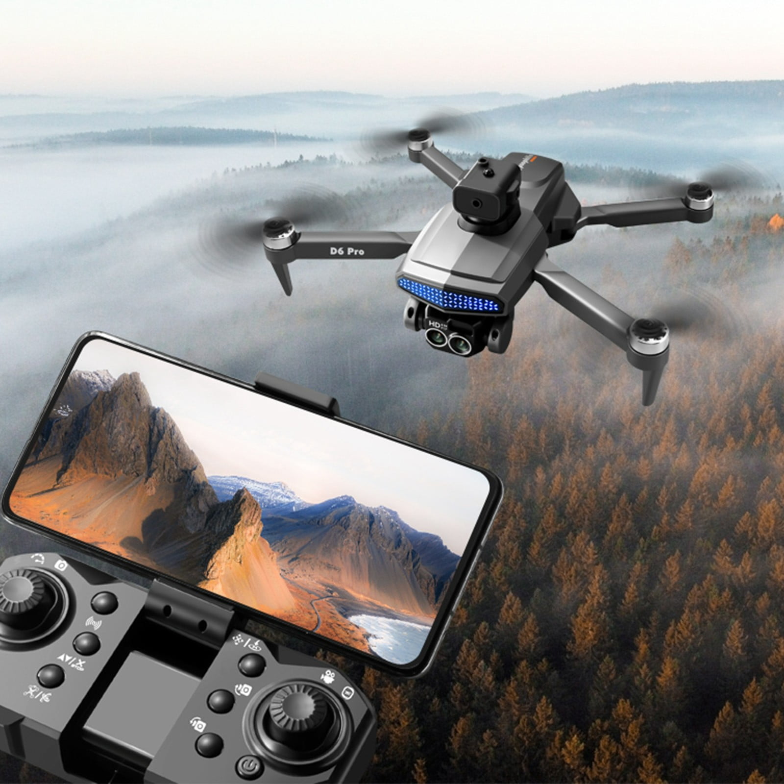 ESULOMP Dual-camera Folding UAV 4K HD Aerial Photography Drone,5G WIFI Transmission Drone,Brushless Motor,Mobile Phone Control,Multiple Flight Modes