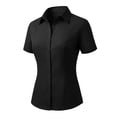 thumbnail image 2 of MOYIKO Womens Button Down Shirts Stretch Short Sleeve Dress Shirts Business Work Fitted Collared Office Basic Blouse, 2 of 7