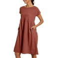 thumbnail image 2 of Clothing Dresses for Women 2025 Summer Cotton Linen Solid Gauze Dress Loose Casual Beach Vacation Flowy Midi Dress with Pockets, 2 of 8