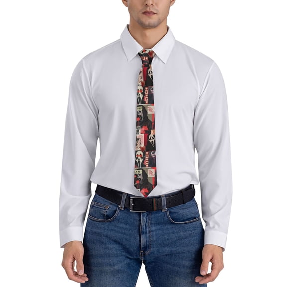 Ghostface Blanket Men's Necktie Fashion Cool Printed Novelty Suit Neck Ties for Party Work Casual Holiday