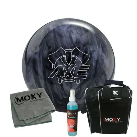 Hammer Axe Black/Smoke Bowling Ball | Moxy Strike Black Bowling Bag | Moxy Grey Micro Fiber Towel | Moxy Xtreme Power Cleaner Package